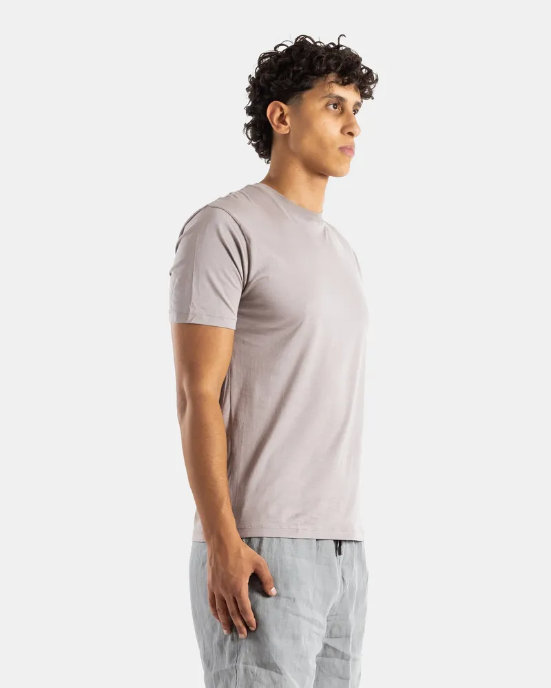 Handvaerk Men's Stoneware Grey Pima Cotton Crew Neck T-Shirt Beige T-Shirts And Polos Gray