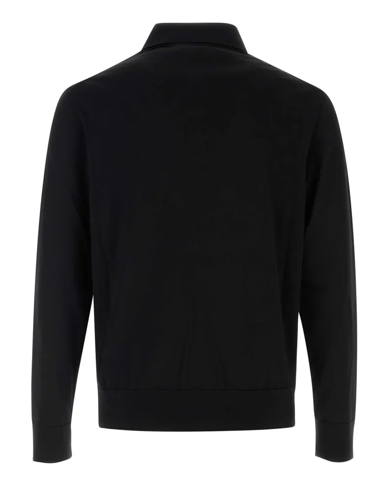 Burberry Men's Black Wool Polo Shirt Exterior: Maglieria Sweater Black
