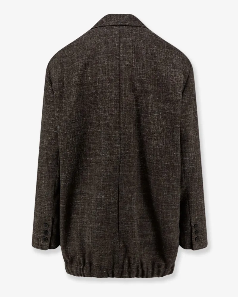 ALYSI Women's Blazer Oversized Wool-Linen Brown Blazers Jacket Brown
