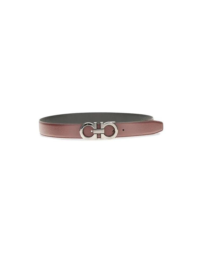 Ferragamo Men's Brown Calf Leather Bos Taurus Belt Brown