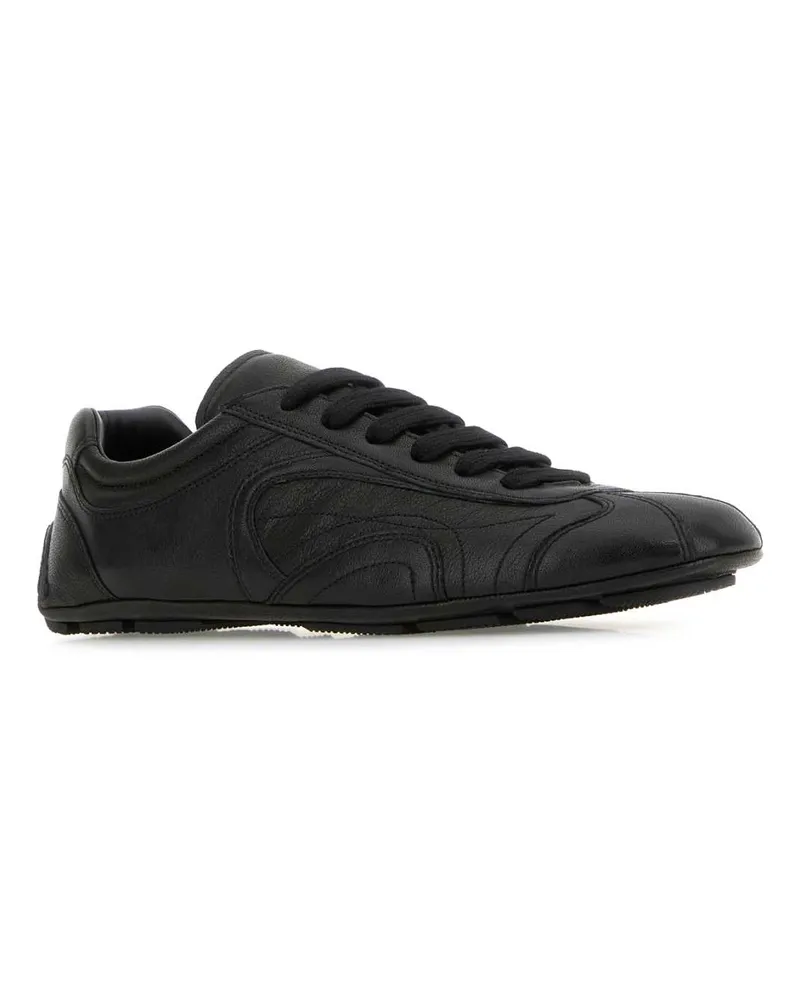 Prada Women's Black Nappa Leather Montecarlo Re-Edition 2005 Sneakers Nero Black