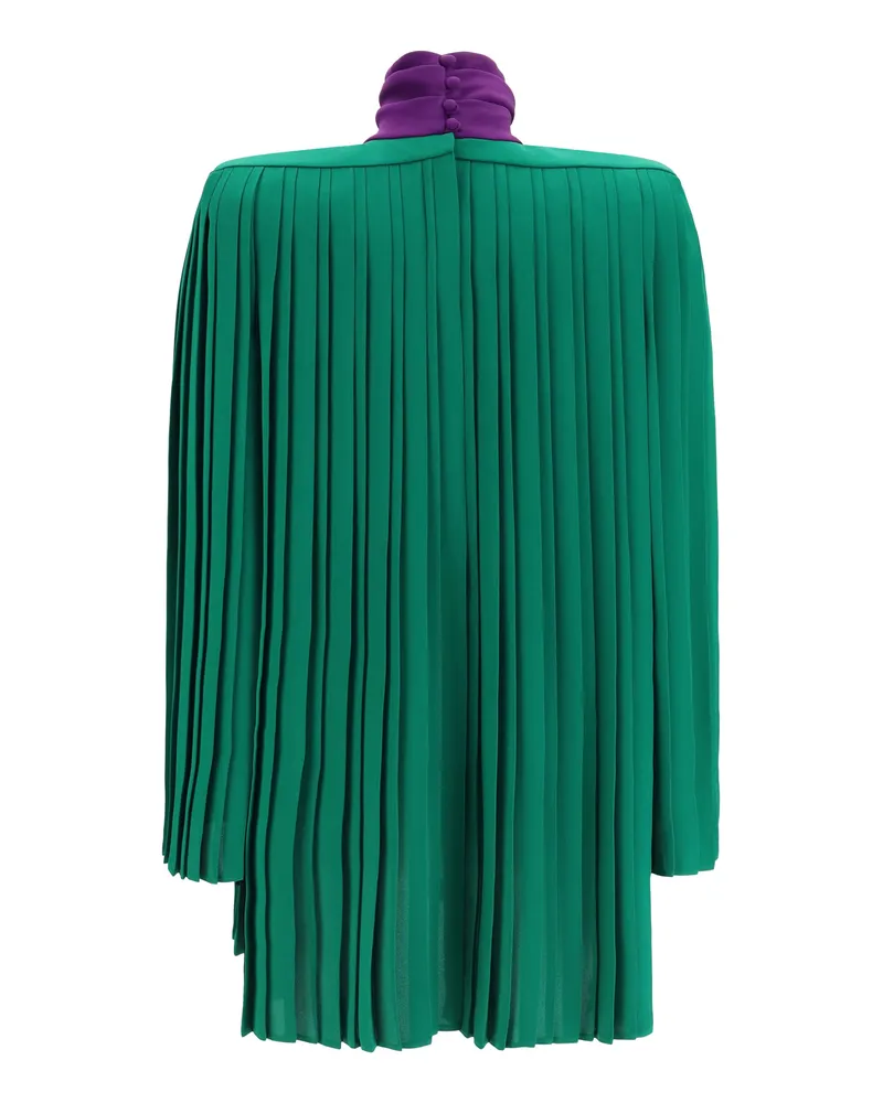 Valentino Garavani Pleated Silk Georgette Blouse — Green Green