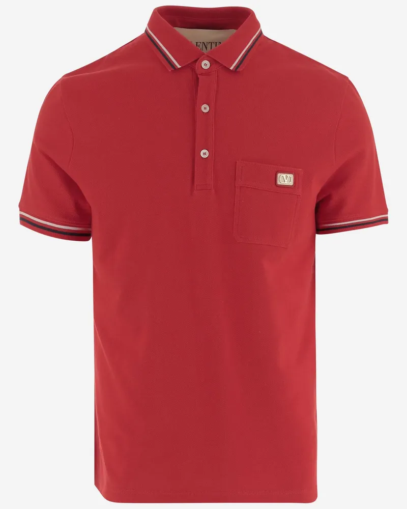 Valentino Garavani Men's Cotton Polo Shirt With Logo Red T-shirts And Polos Red