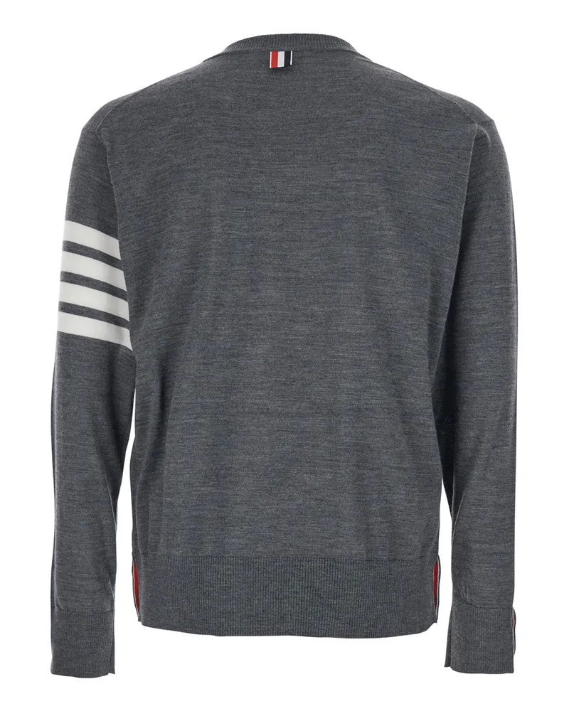 Thom Browne Virgin Wool Crew Neck Sweater — Gray Gray
