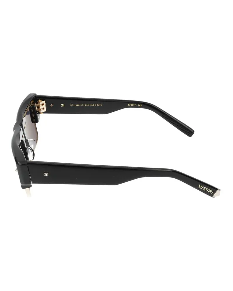 Valentino Garavani Unisex Vls-164a Xi Acetate Square-Frame Sunglasses Black Black