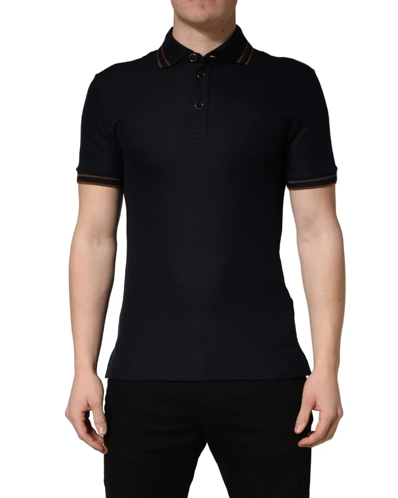 Dolce & Gabbana Men Silk Blend Polo Black Cotton Polyester Black