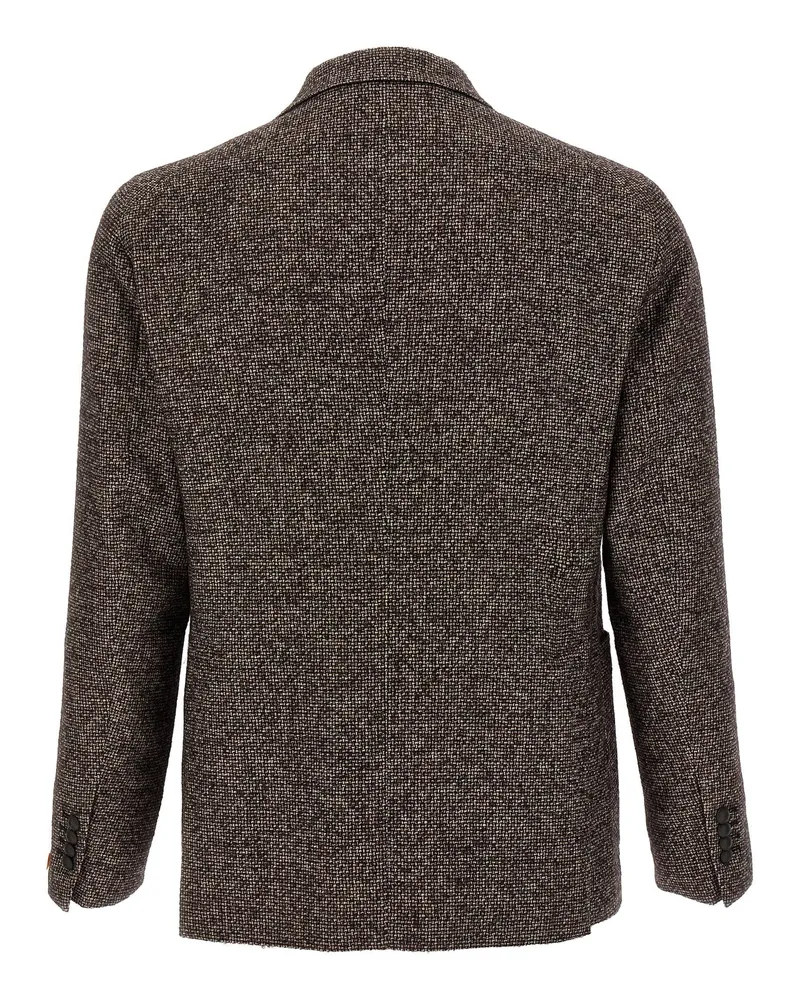 Tagliatore Virgin Wool Blend Double-Breasted Blazer — Charcoal Charcoal