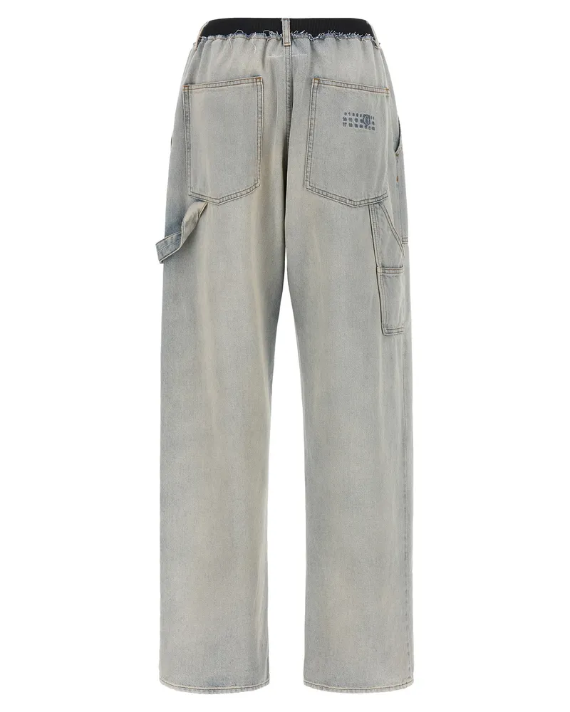 Maison Margiela Double-Waist Cargo Denim Jeans — Light Blue Light