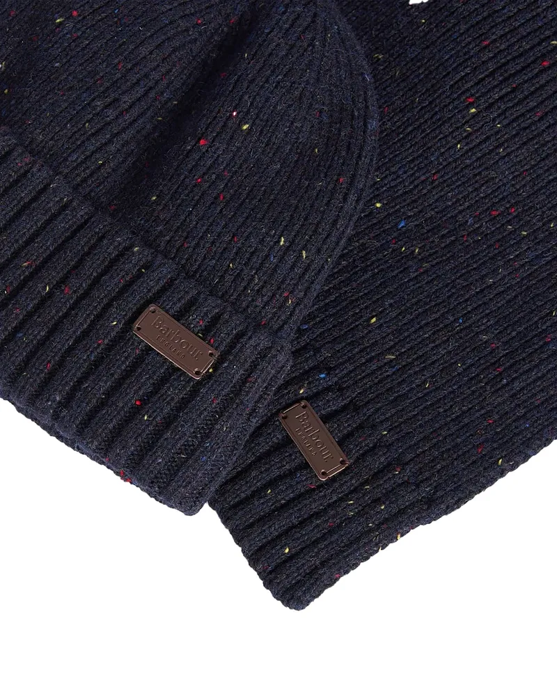 Barbour MGS0047 Beanie and Scarf Set — Navy Navy