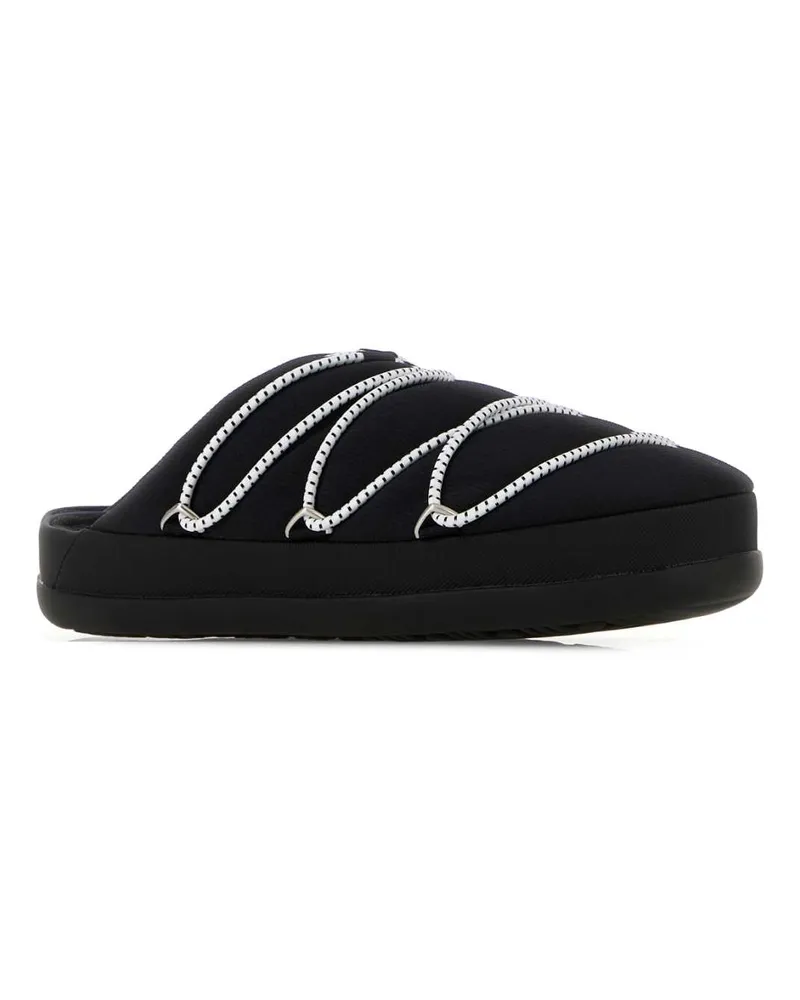 Moon Boot Women's Black Fabric Slippers Flat Shoes Black