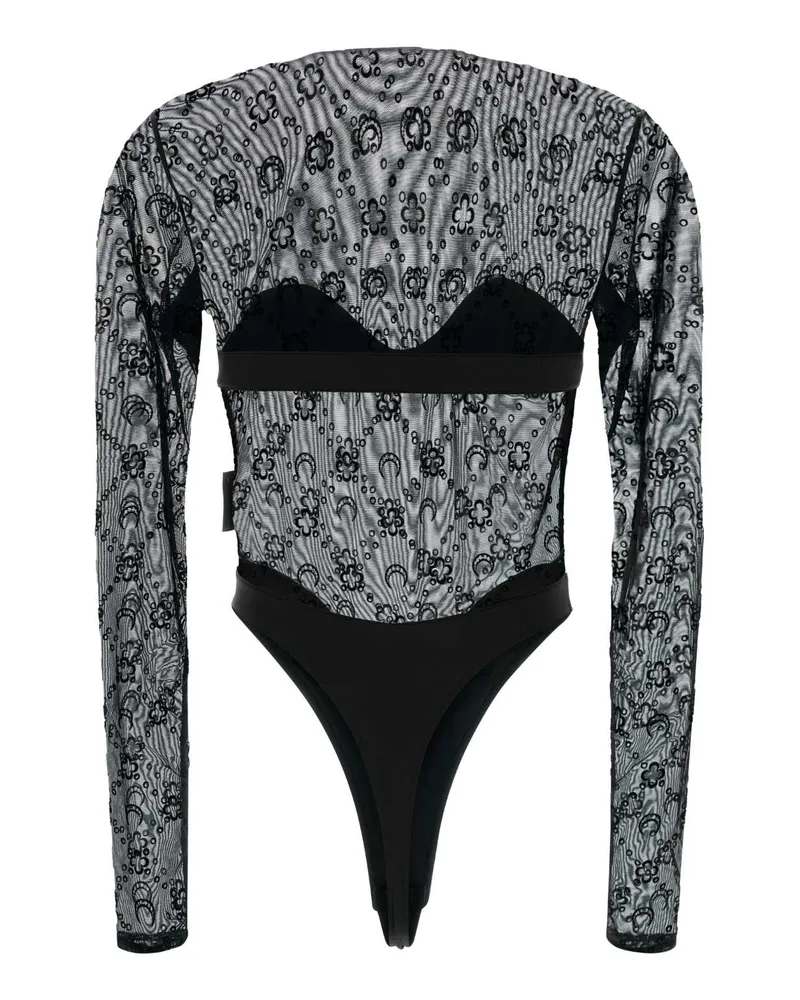 Marine Serre Women's Mesh Bodysuit Black Recycled Nylon Elastane Bodysuits Black