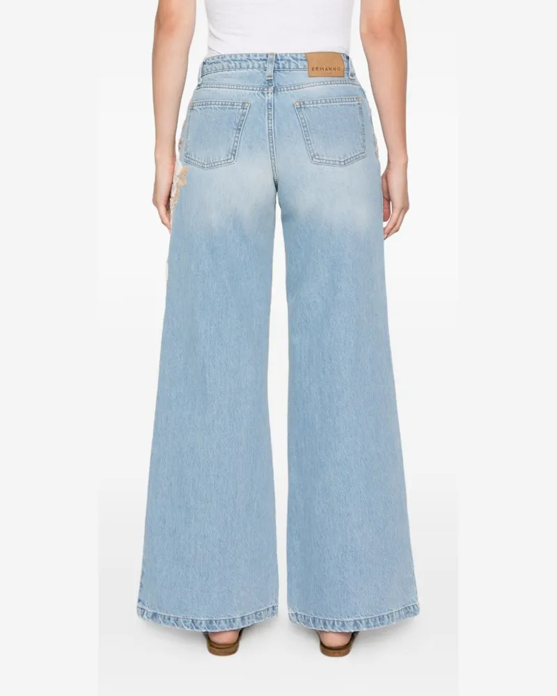 Ermanno Scervino Floral Embroidered Jeans — Light Blue Light