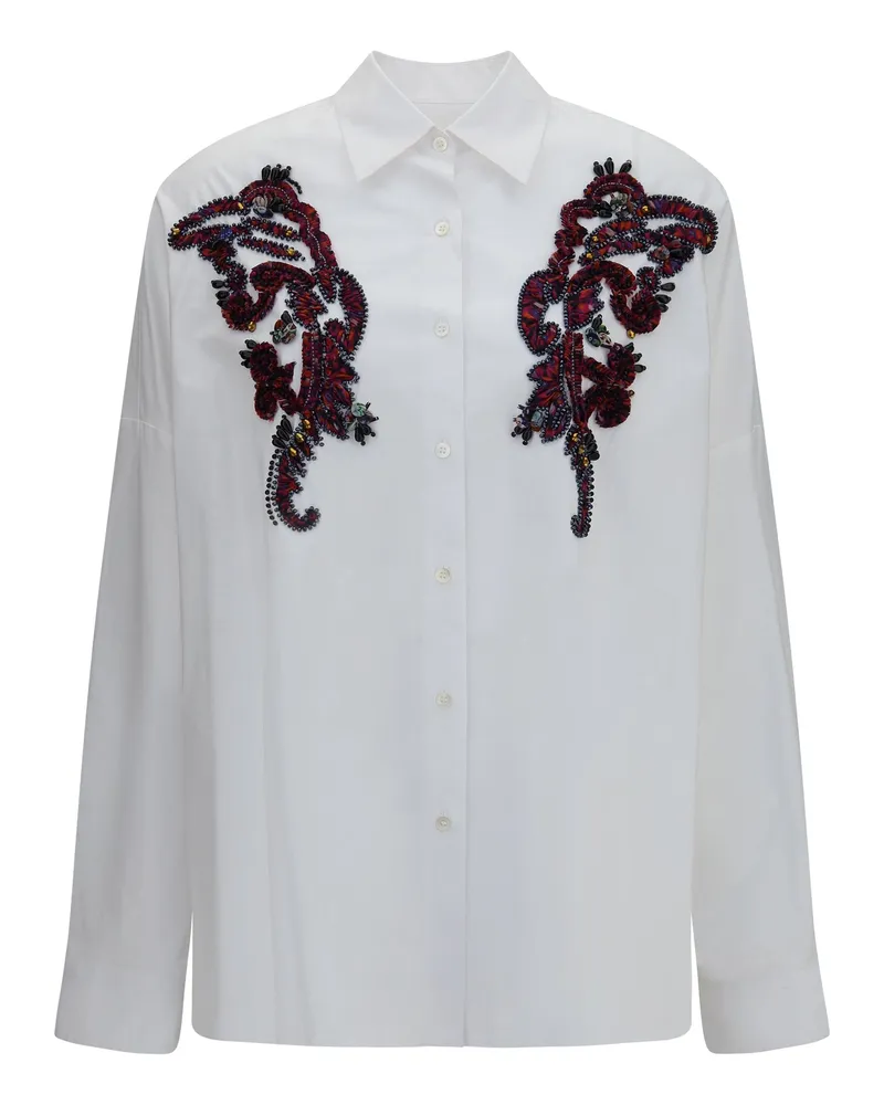 Dries van Noten Embroidered Bead Detail Shirt — White White