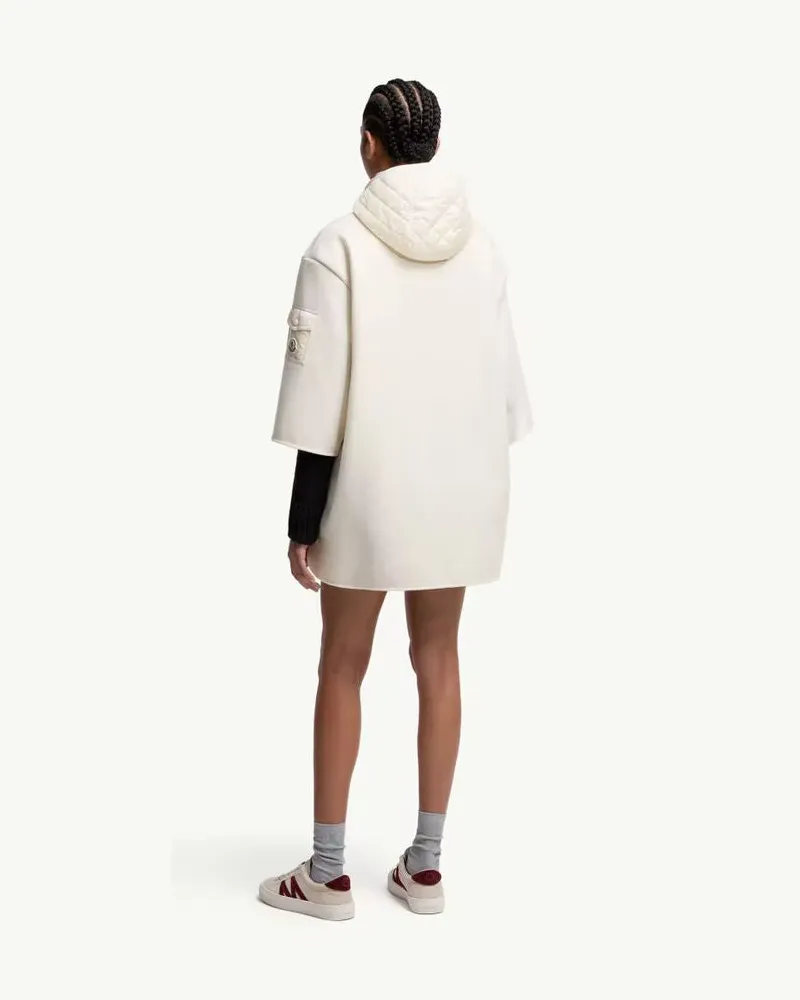 Moncler Hooded Water-Resistant Cape — Beige Beige