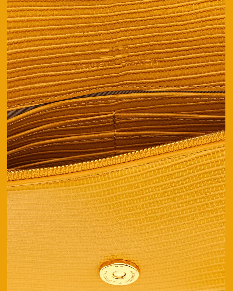 Elisabetta Franchi Lizard-Embossed Leather Shoulder Bag — Yellow Yellow