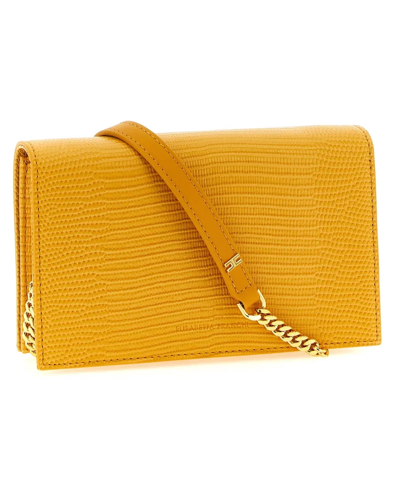 Elisabetta Franchi Lizard-Embossed Leather Shoulder Bag — Yellow Yellow