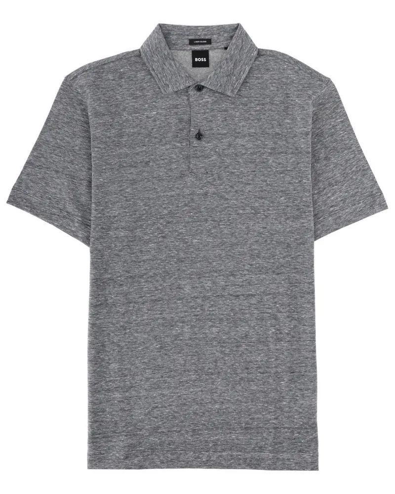 HUGO BOSS Cotton-Linen Blend Polo Shirt — Gray 
