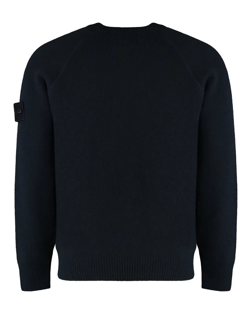 Stone Island Men's Cashmere Crew Neck Sweater Blue Sweatshirts Blue