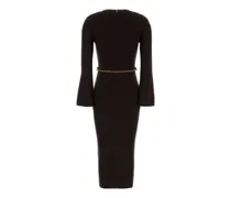Women's Bell Dress Brown Wool Nylon Elastane
