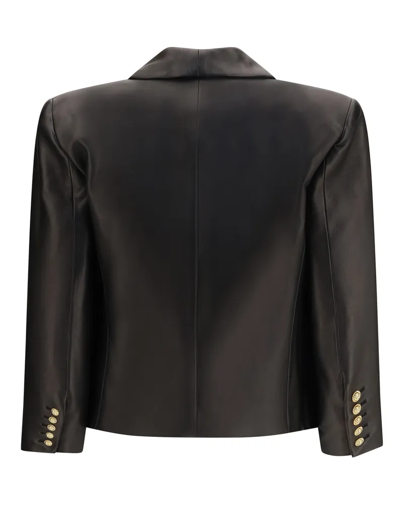 Balmain Women's Leather Jacket Spencer Black Lamb Blazers Black