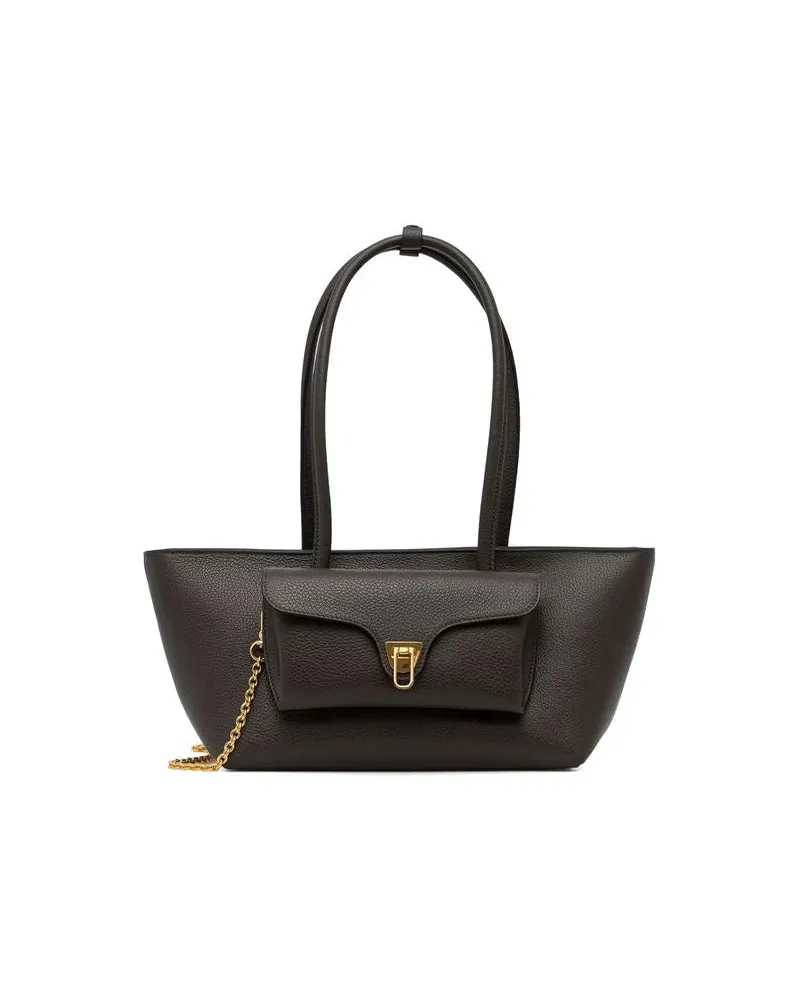 Coccinelle Beat Double Grained Leather Shoulder Bag — Brown Brown