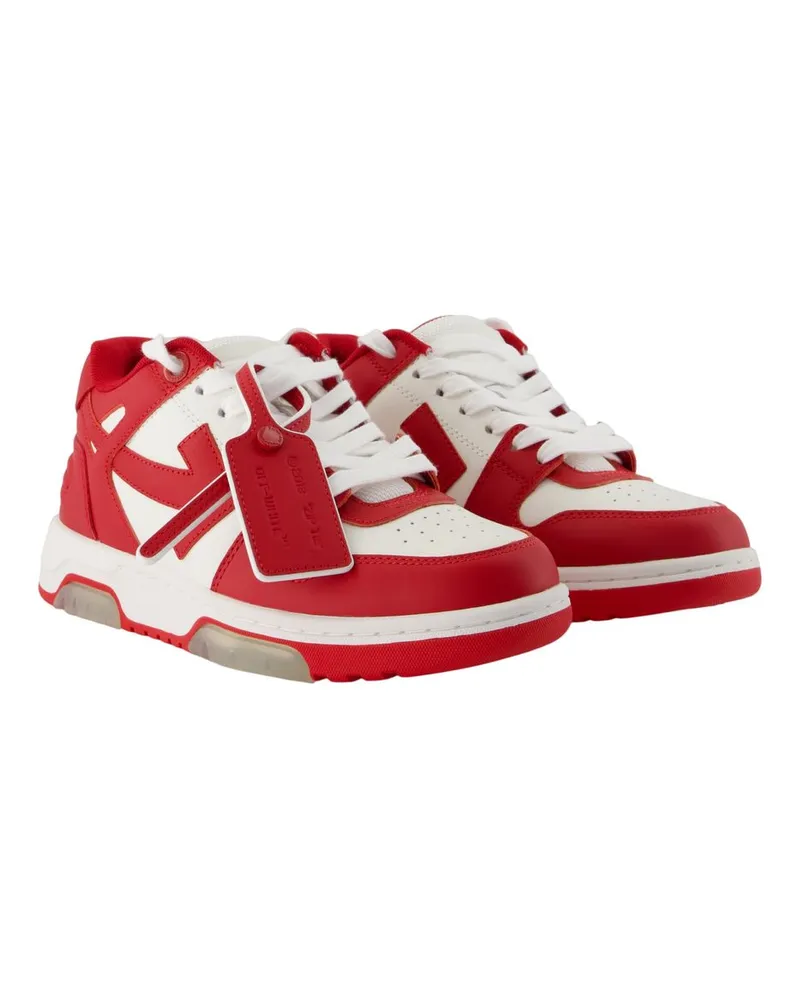 OFF-WHITE Women's Out Of Office Sneakers - Off White Leather Red Calfskin Shoes Red