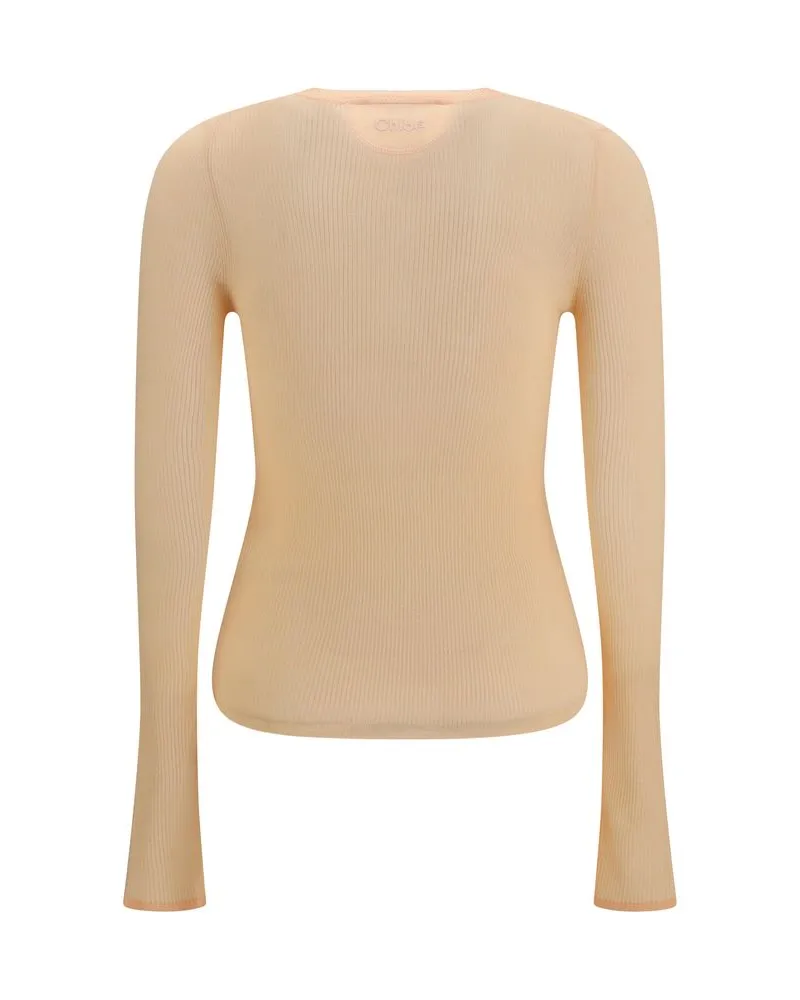 Chloé Women Orange Wool Oves Aries Sweatshirt Clothing Beige
