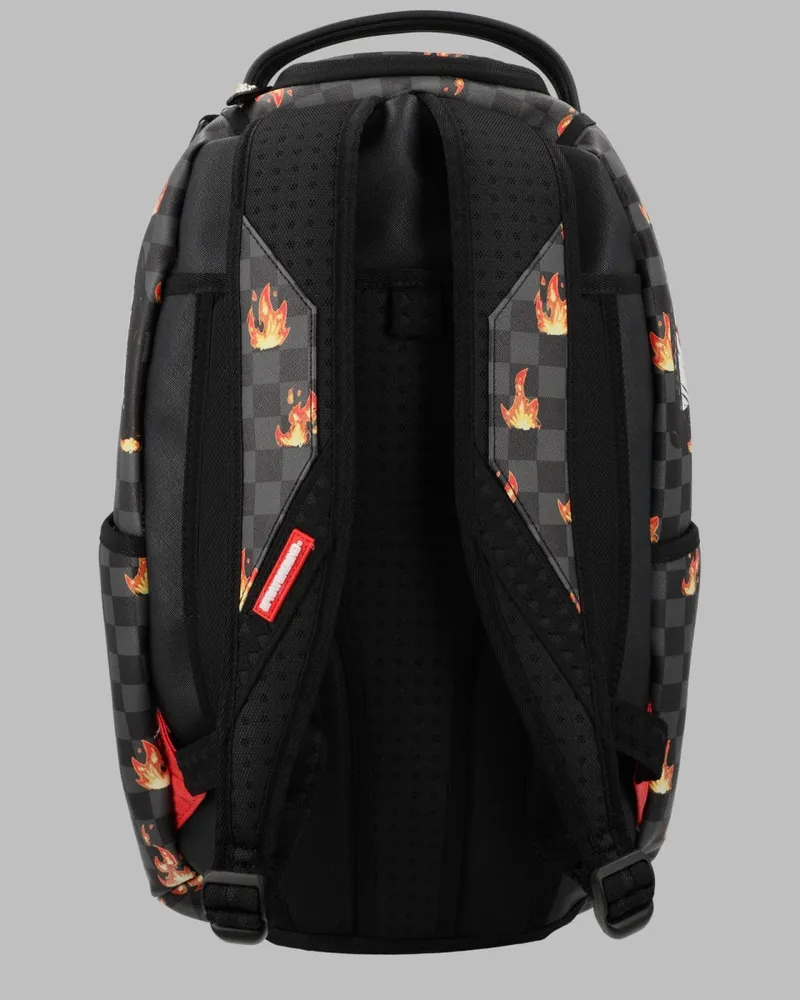 Sprayground Fire Check Graphic Backpack — Black Black