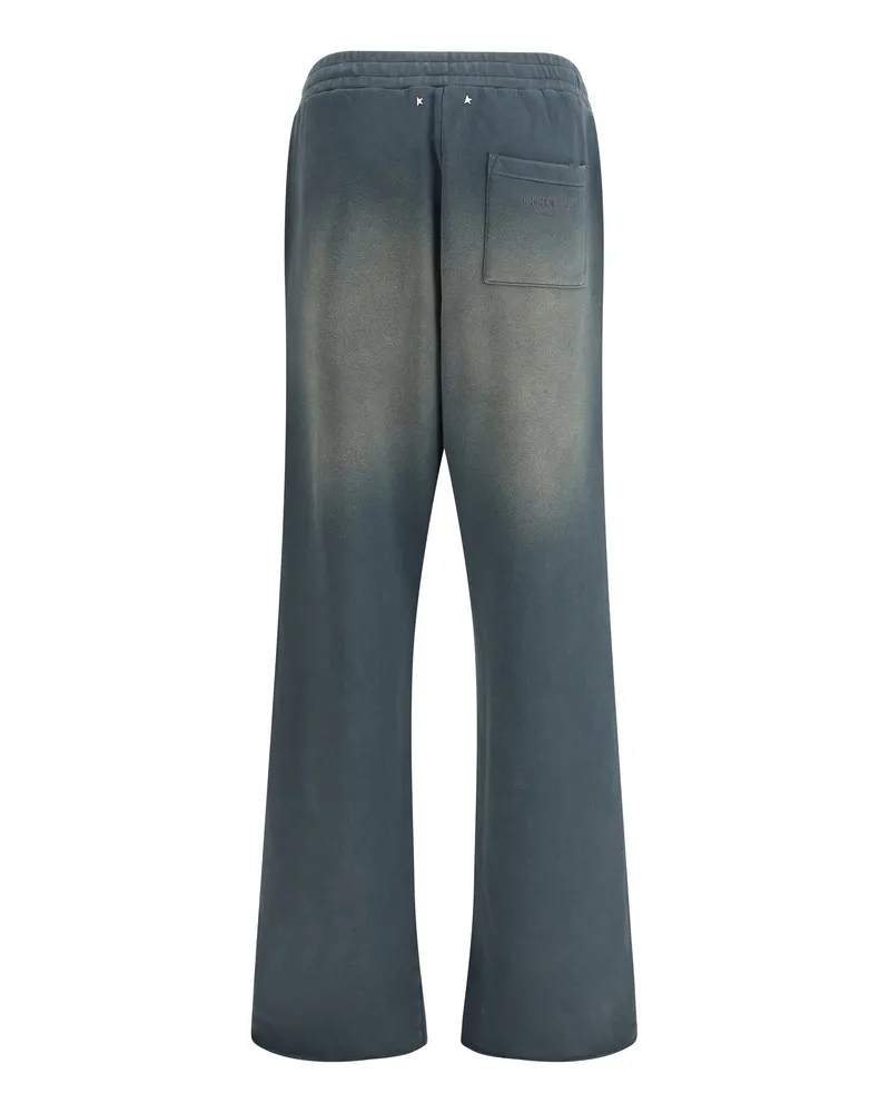 Golden Goose Women Sweatpants With Shaded Design Bleached Washed Black Cotton Pant Trousers Gray