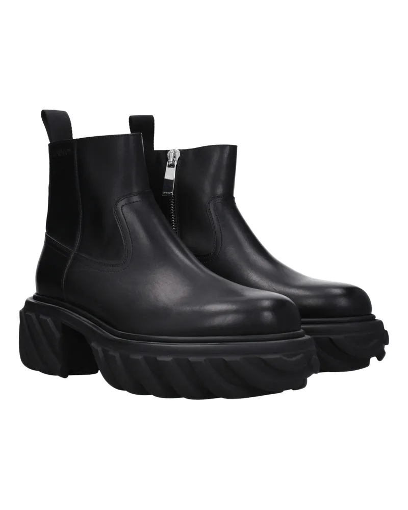 OFF-WHITE Men's Black Leather Ankle Boots Black
