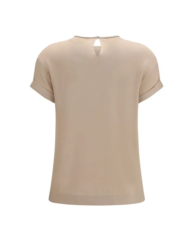 Brunello Cucinelli Women Beige Elastane Blouse Beige