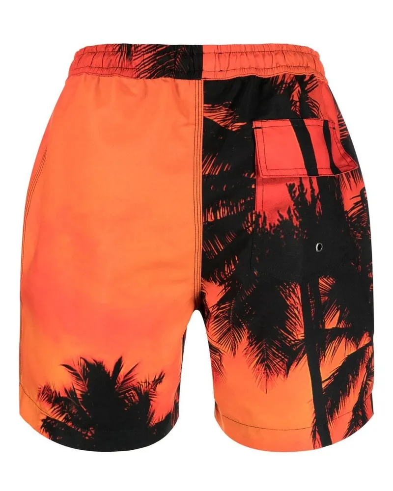 Blue Sky Inn Palm-Tree Print Swim Shorts — Orange Orange
