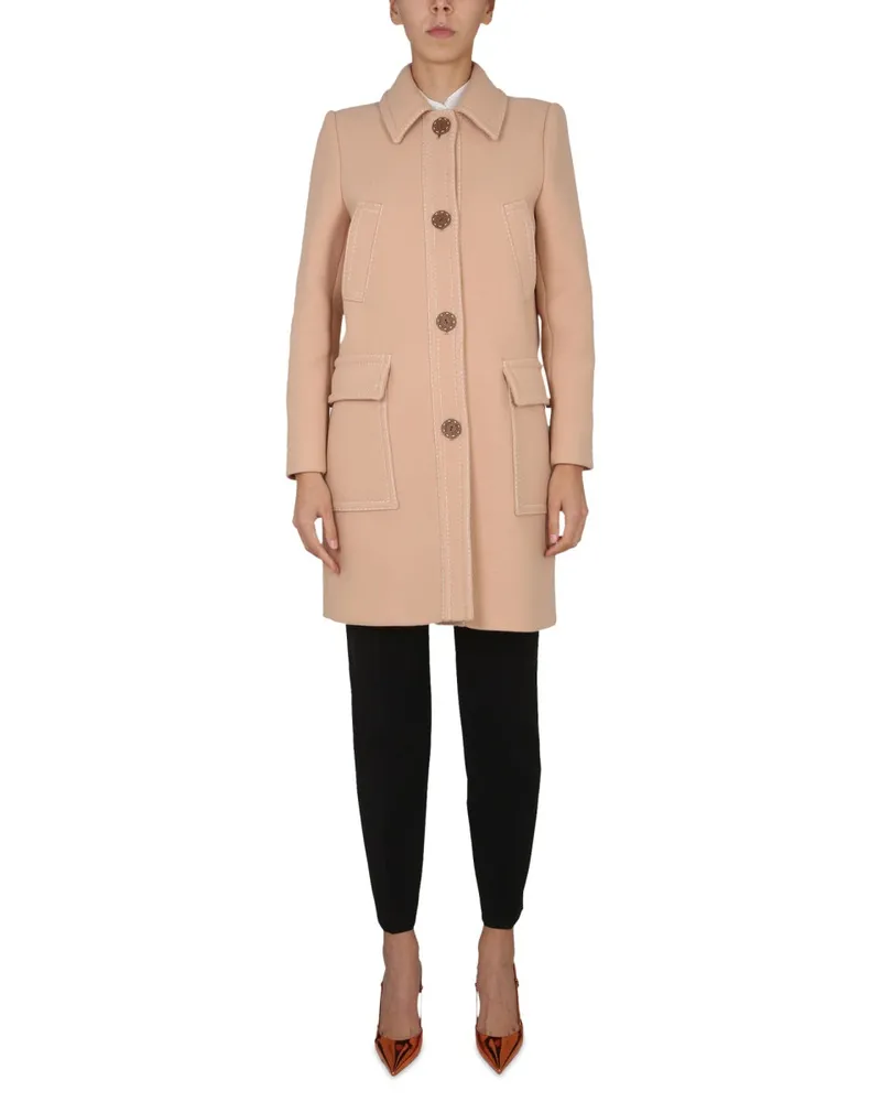 Moschino Virgin Wool Trench Coat — Beige Beige
