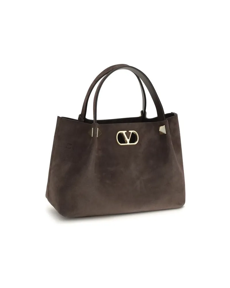 Valentino Garavani Calf Leather VLogo Shoulder Bag — Brown Brown