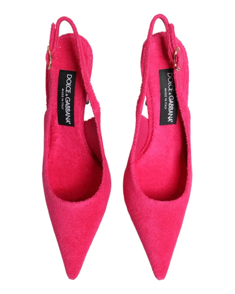 Dolce & Gabbana Women's Pink Terry Cloth High Heels Slingback Shoes Pink