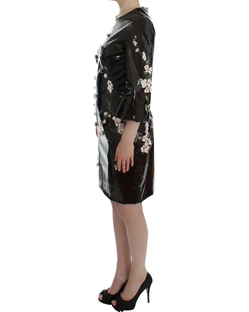 Dolce & Gabbana Women's Black Floral 3-4 Sleeve Sheath Dress Black