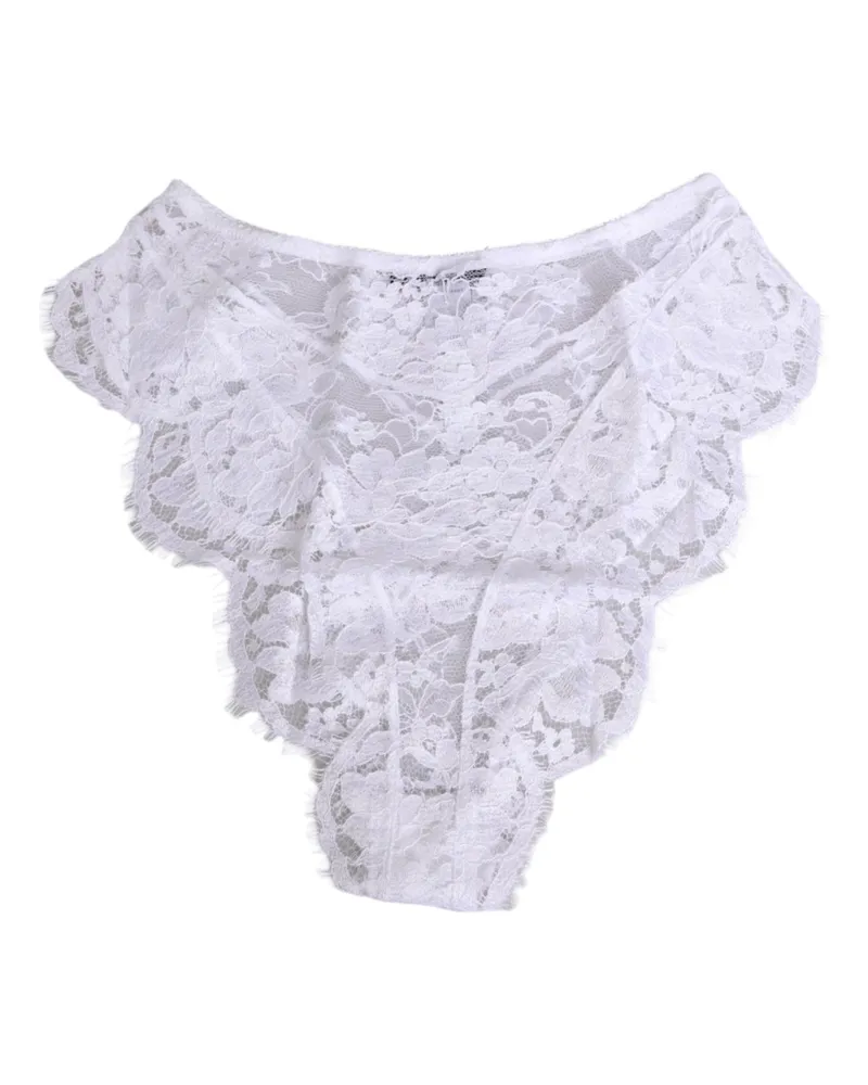 Dolce & Gabbana Women's White Floral Lace Low Rise Panty Underwear Viscose Clothing White