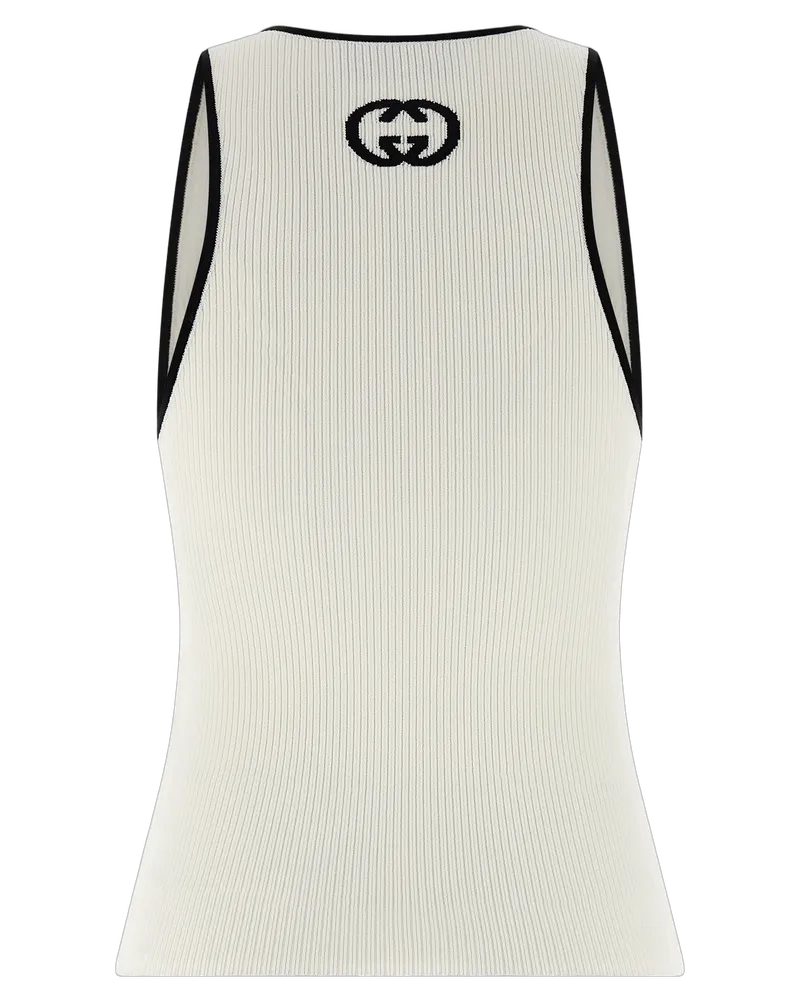 Gucci Women Bicolor Viscose Tank Tops White
