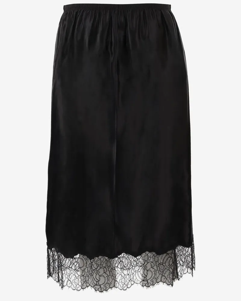 Carven Women's Wool Skirt With Lace Hem Black Front: Wool; Back: Cotton Black