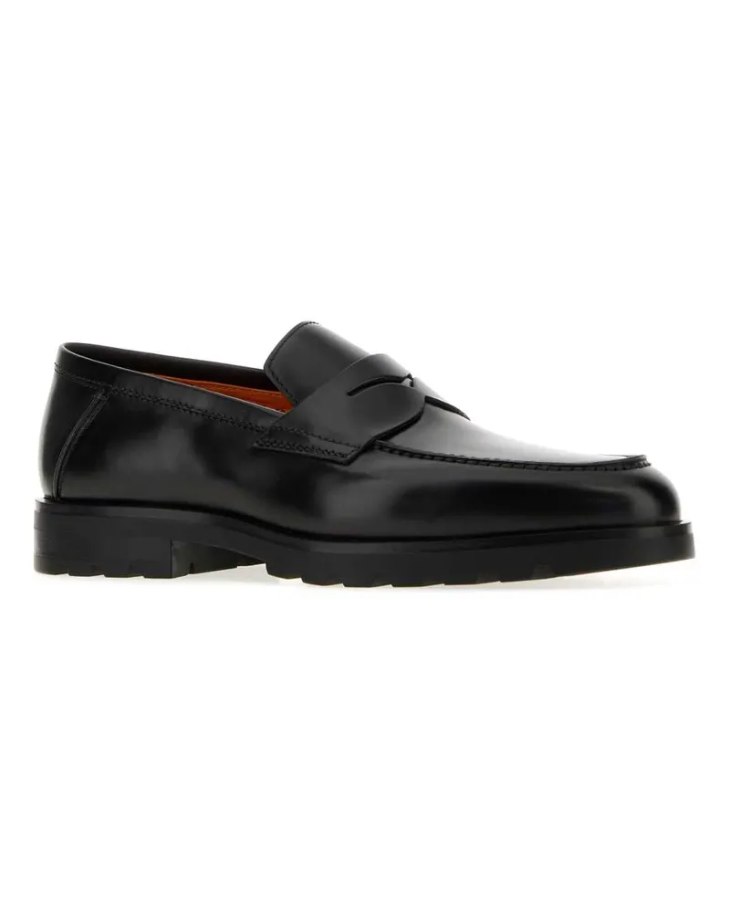 Santoni Leather Loafer — Black Black