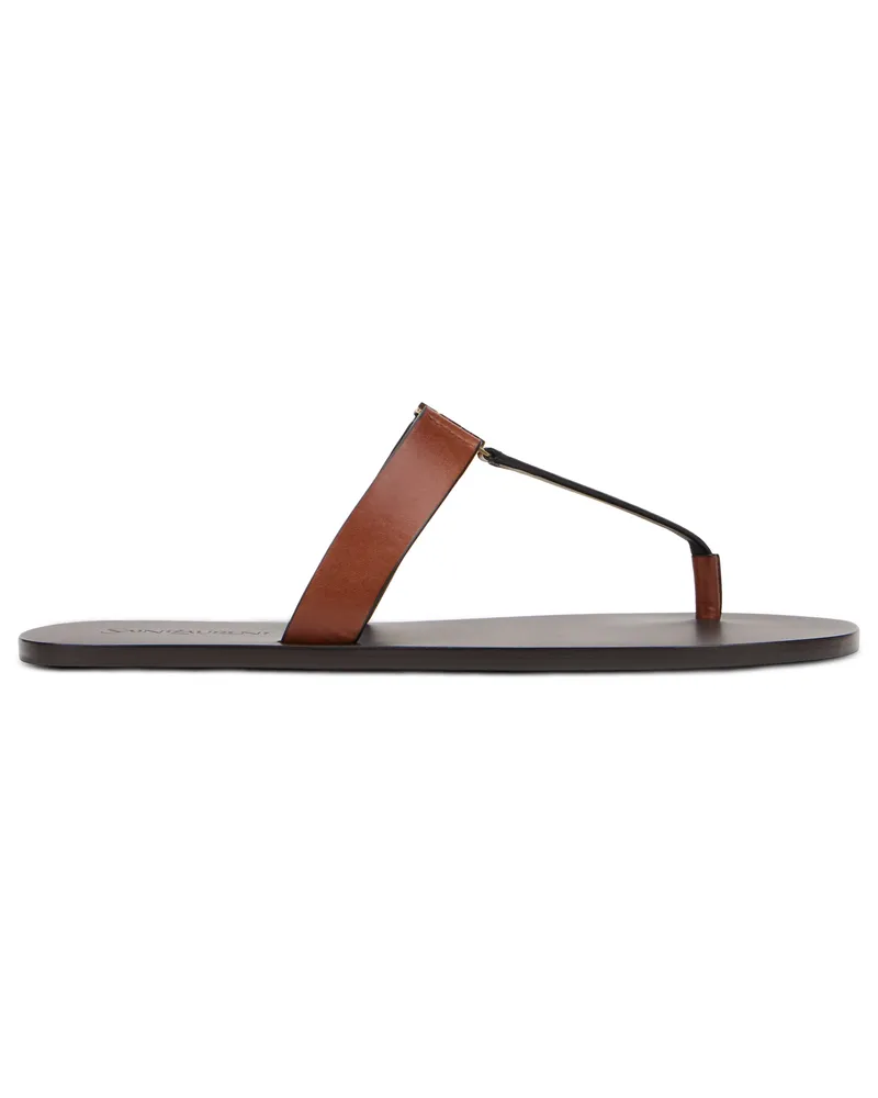 Saint Laurent Women's Sandals Babylon Smooth Leather Burnt Calf Skin Brown