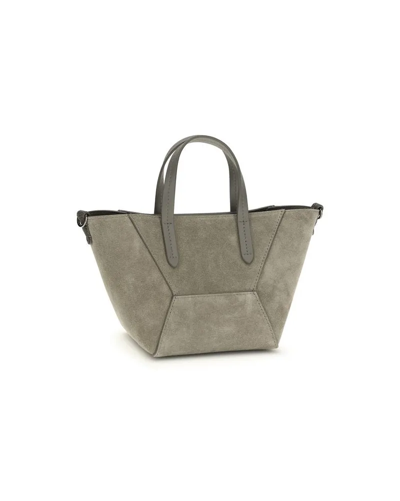 Brunello Cucinelli Women's Brown Calf Leather Bos Taurus Shoulder Bag Brown