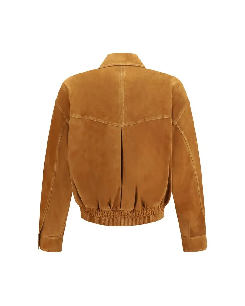 Versace Men's Brown Lamb Ovis Aries Leather Jacket Clothing Brown