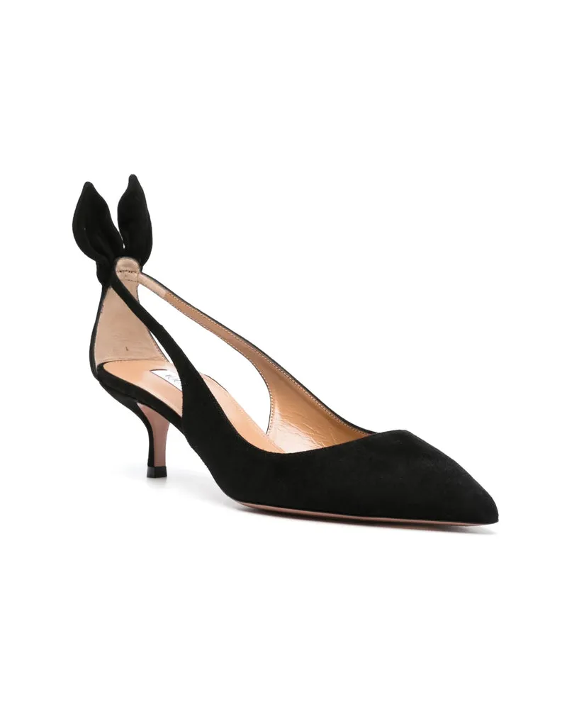 Aquazzura Bow-Detail Suede Pump — Black Black