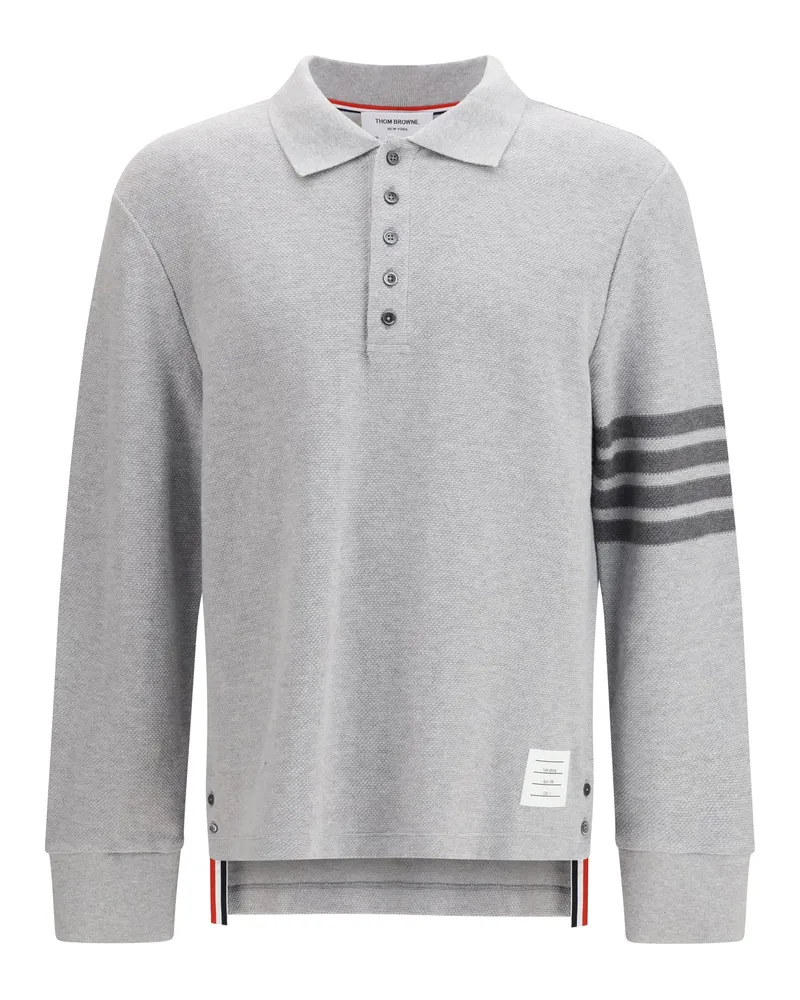 Thom Browne Men's Polo Shirt Piqué Pale Grey Cotton T-shirts And Polos Gray
