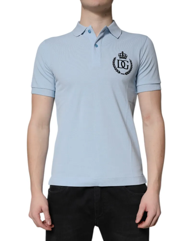 Dolce & Gabbana Men's Logo-Embroidered Cotton Polo Blue Blue