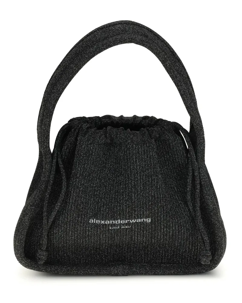 Alexander Wang Women's Handbag Ryan Large Reflective Charcoal Polyester Handbags Hand Bags Black