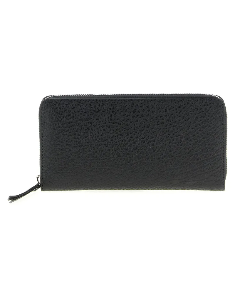 Maison Margiela Stitching Logo Leather Wallet — Black Black