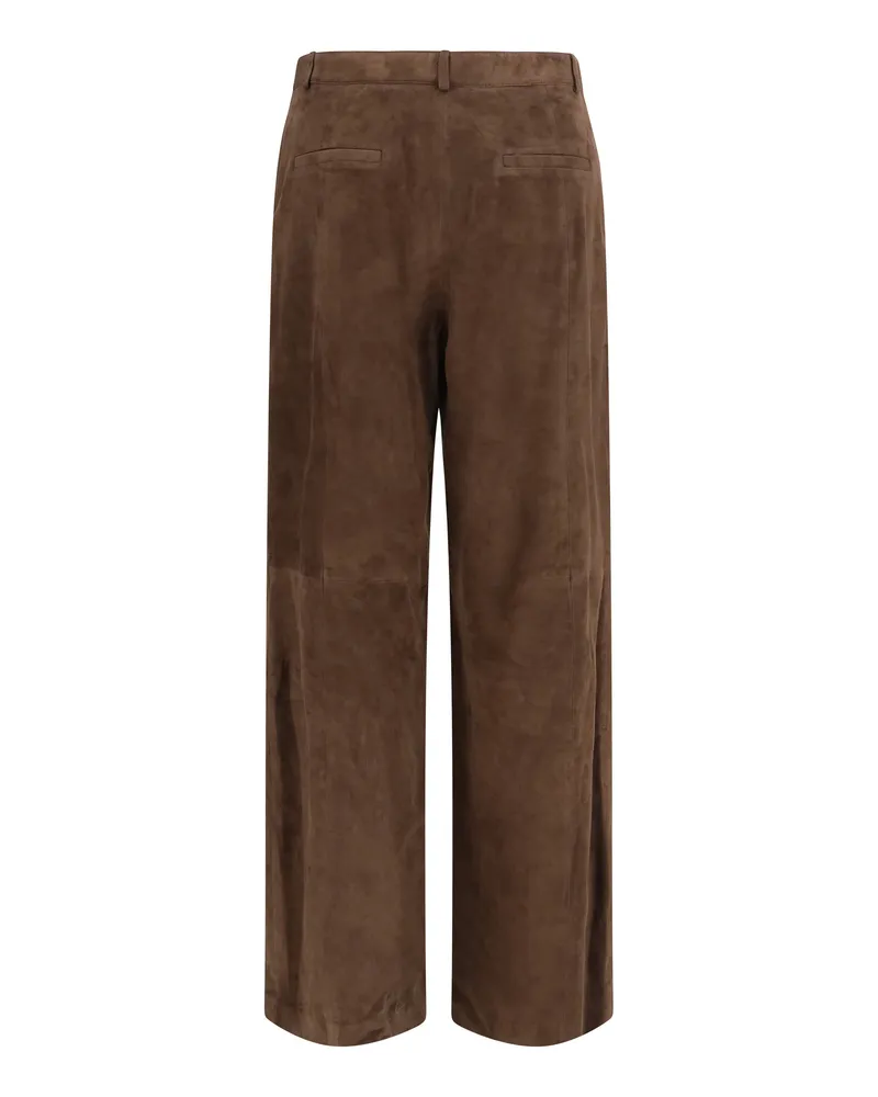 Arma Women's Suede Trousers Mud Brown Leather Mud