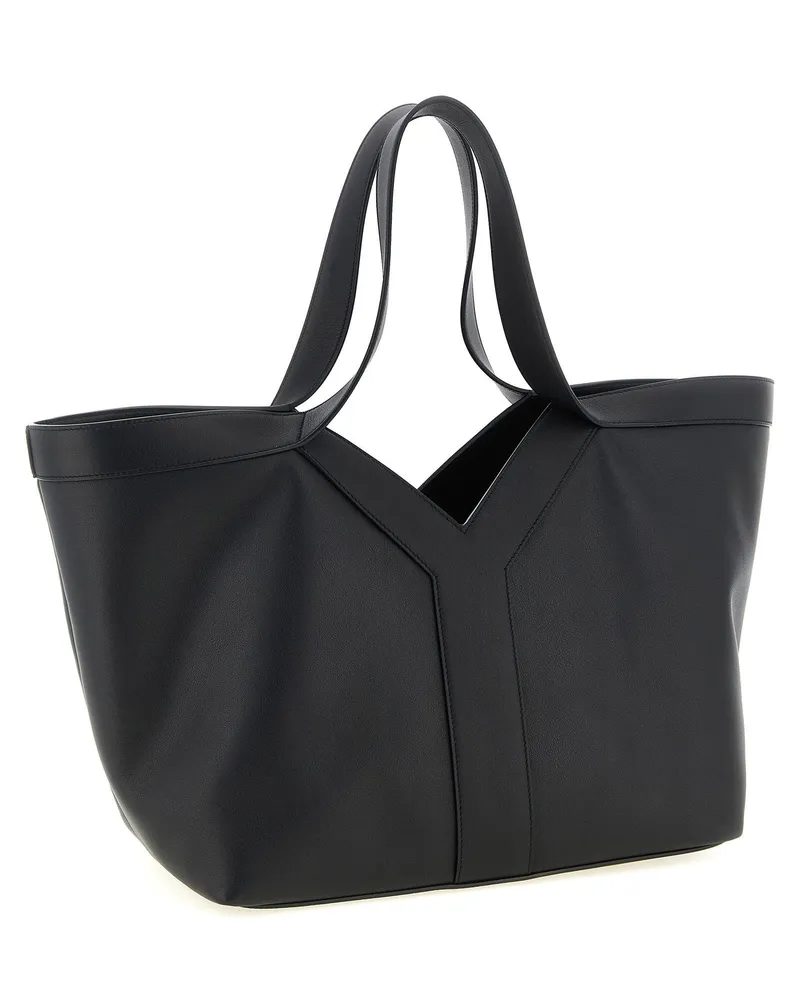 Saint Laurent Leather Tote Bag — Black Black